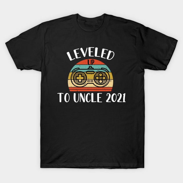 Leveled Up To Uncle 2021 - Pregnancy Announcement New Uncle Retro Sunset - Funny Maternity Gift For Gamer Lover T-Shirt by WassilArt